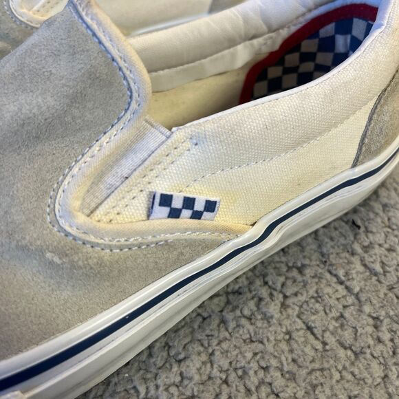 Vans Slip-On Skate Shoe Mens 10 Beige Suede Canvas Sneakers 500714 NO INSOLES - Picture 2 of 8